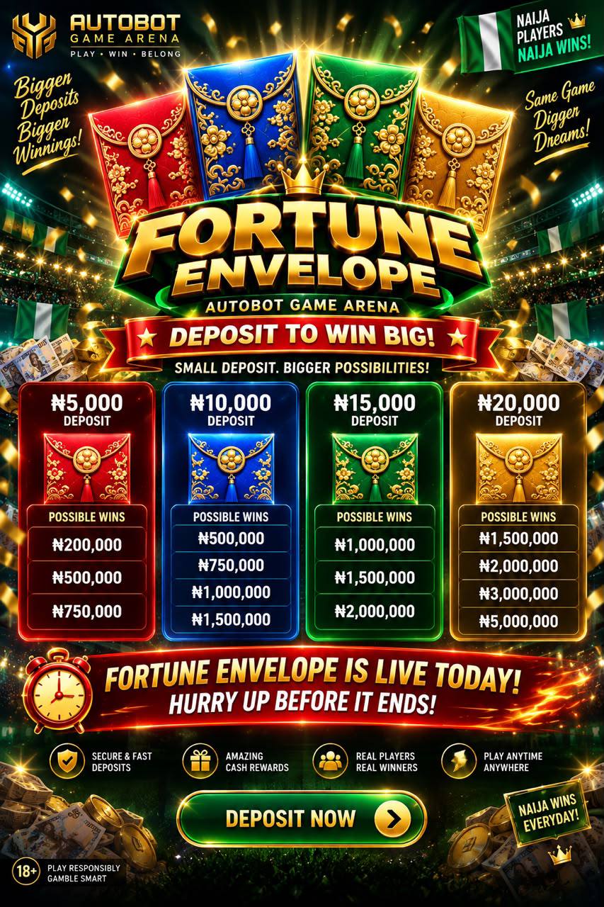 Fortune Envelope deposit tiers with possible wins from 5,000 to 20,000 deposit